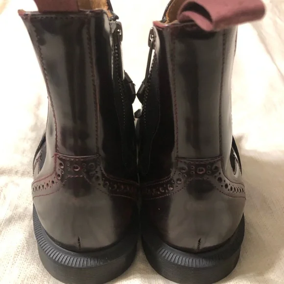 Dr. Martens Burgundy/Cherry Tina Fringe Ankle Boots - Picture 8 of 9